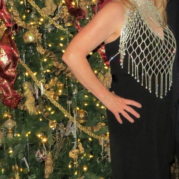 HIGE & UNIQUE STATEMENT RUNWAY NECKLACE - Rhinestone Full Body Bib - Picture 8 of 9